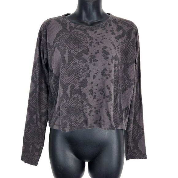 Rag & Bone Snake Print Cropped Shirt Womens XS Long Sleeve Round Neck Gray - Picture 1 of 11